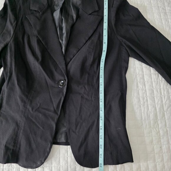Xoxo Black Single Button Blazer Jacket Womens M Rayon Blend - Picture 7 of 7